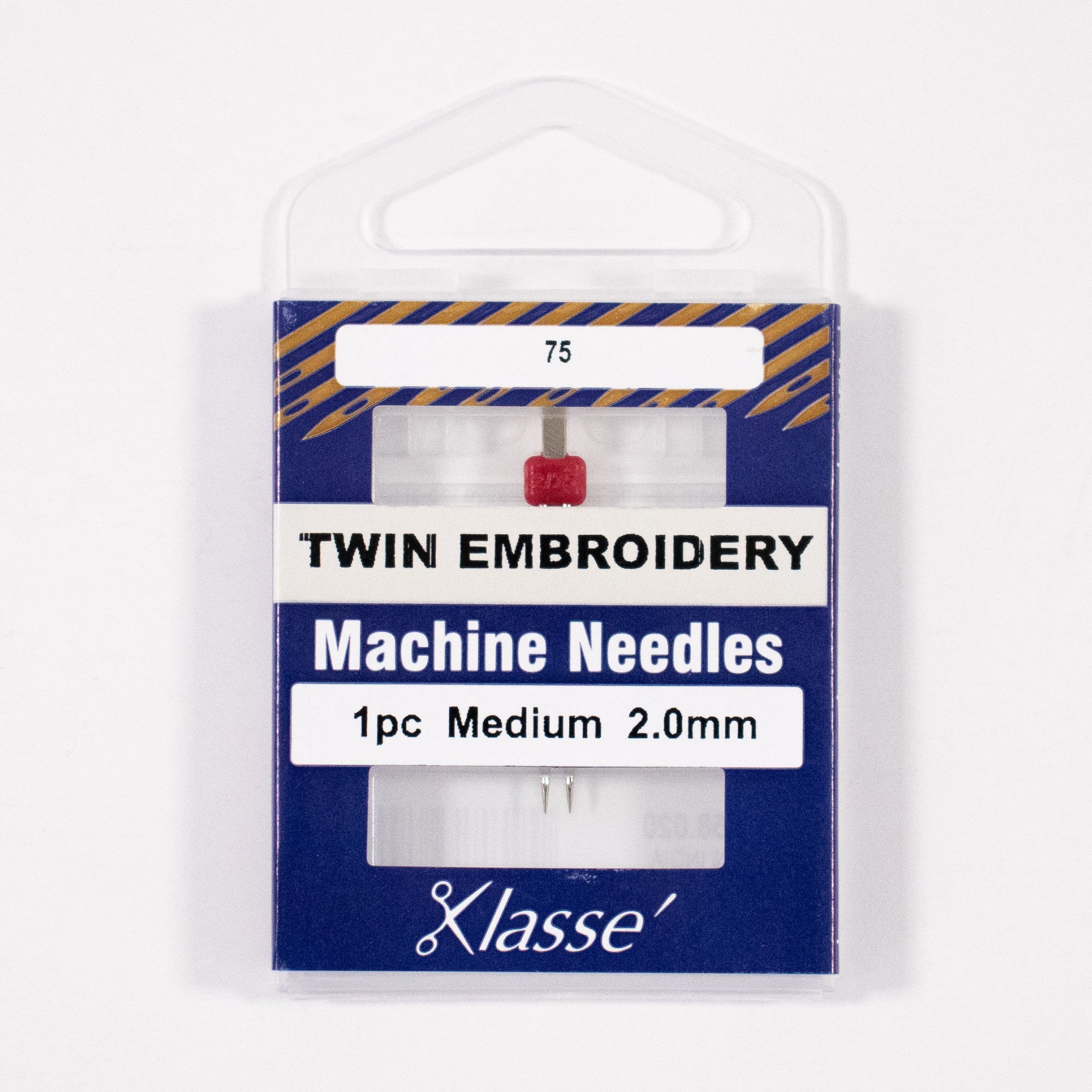 Twin Embroidery Needle 2.0mm wide, Size 75/11, Pkg.1