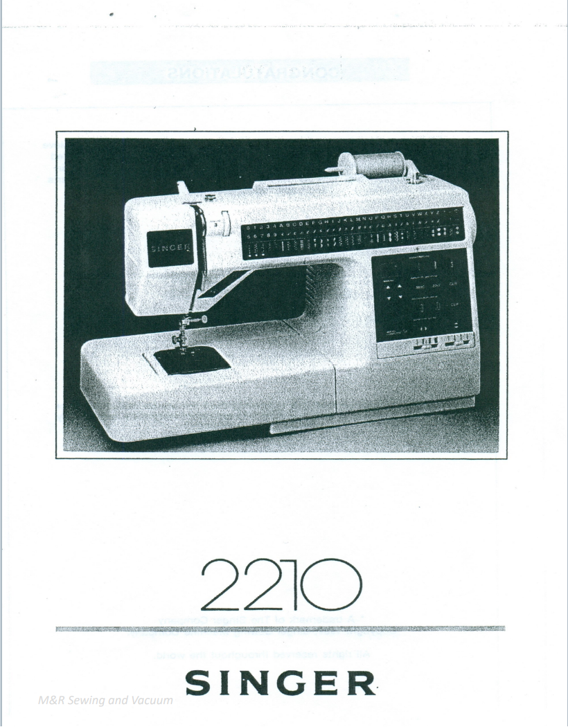 Instruction Manual, Singer 2210