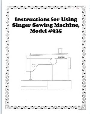 Instruction Manual, Singer 935