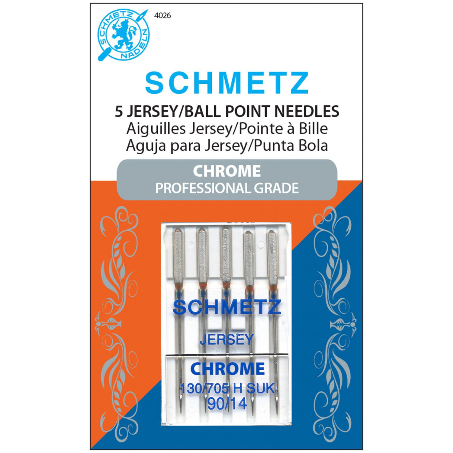 Schmetz Chrome Jersey/Ball Point Needles - 90/14