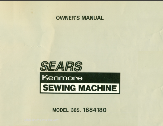 Instruction Manual, Kenmore 385.188480