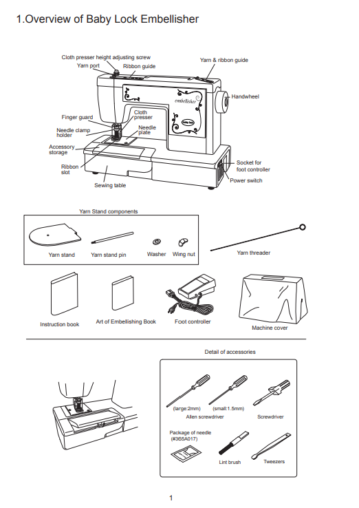Baby Lock Embellisher (EMB12) Instruction Manual