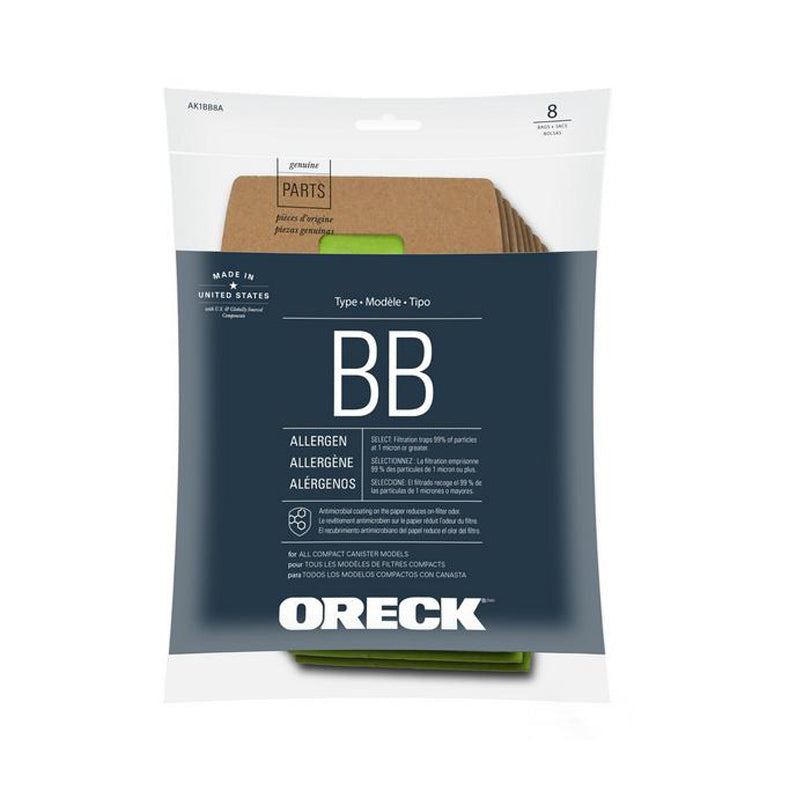 Oreck Type BB Bag, 8/pk