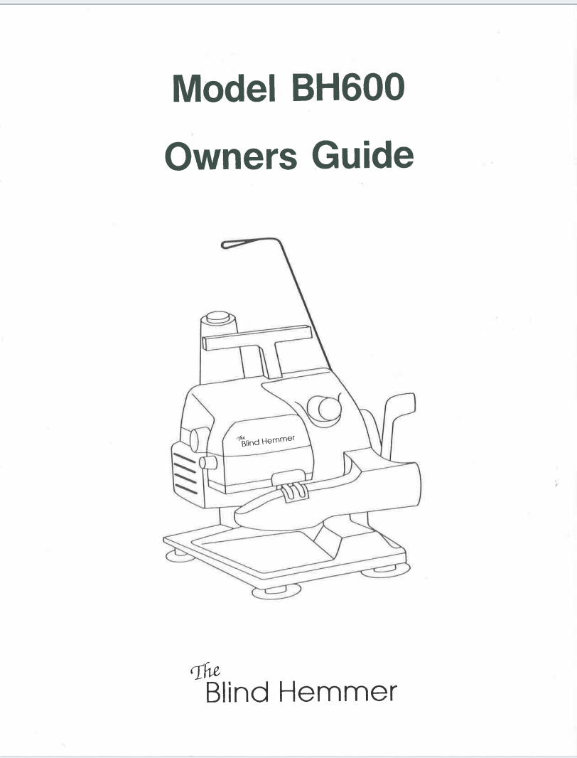 Baby Lock BH600 Blindhemmer Instruction Manual