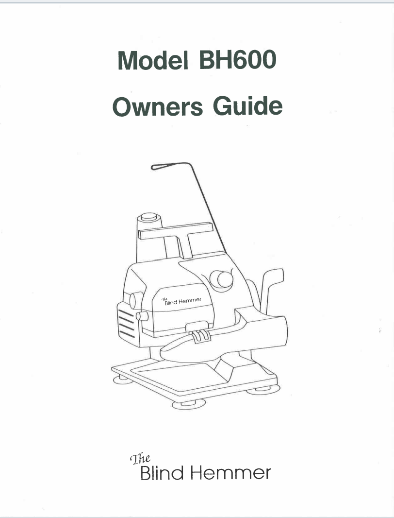 Instruction Manual, BH600 Blindhemmer, Baby Lock