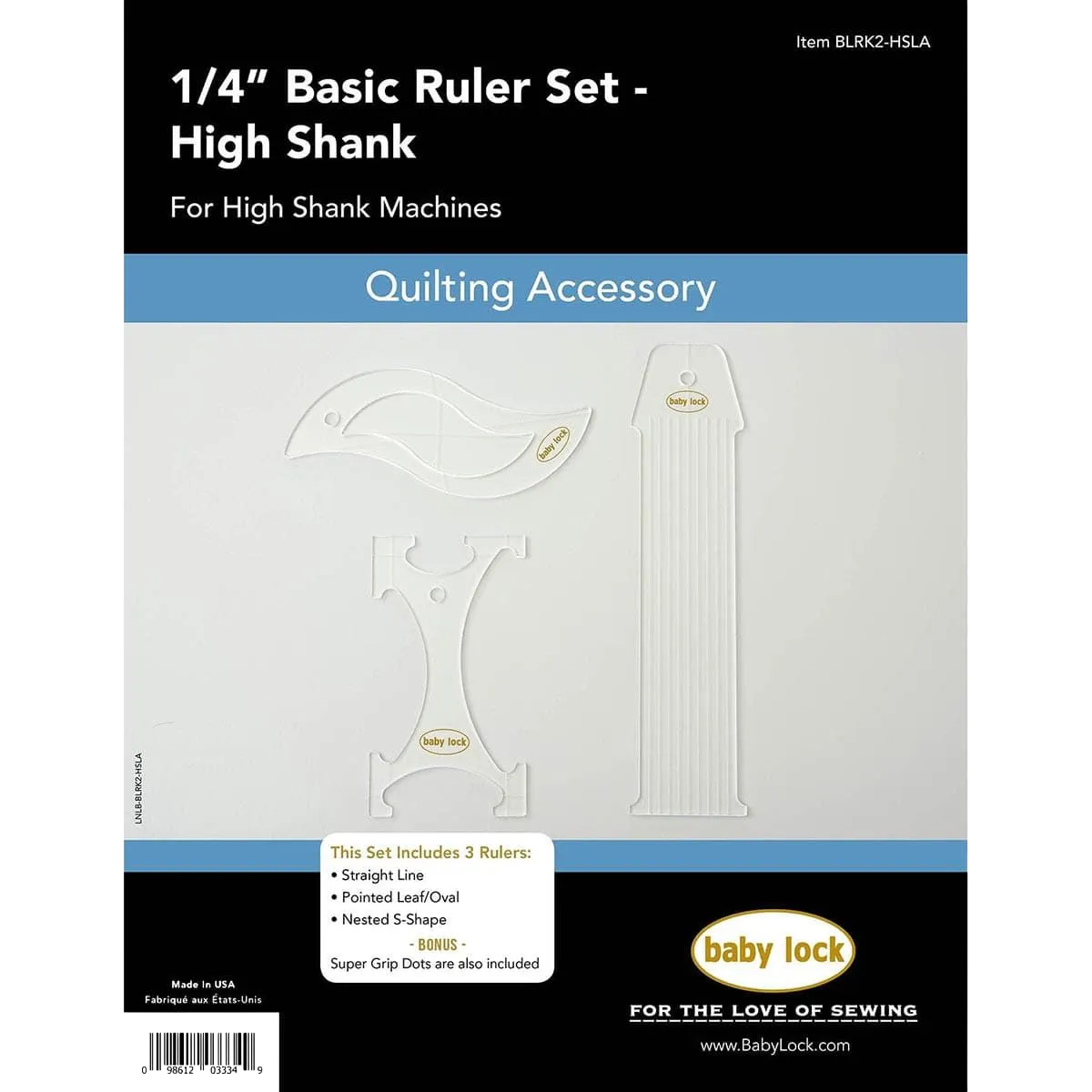 Baby Lock 1/4in Basic Ruler Set - High Shank/Long Arm
