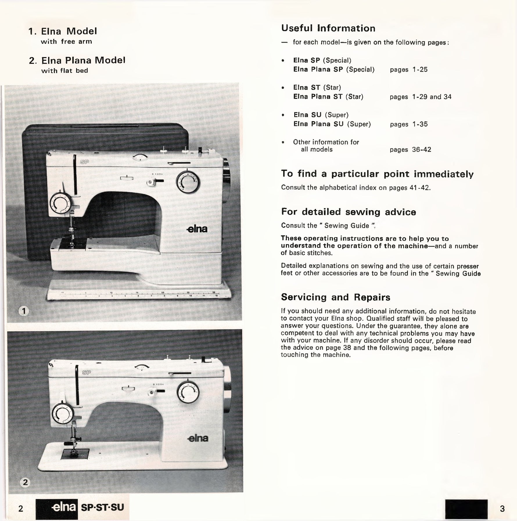 Elna 31/41/62/33/43/64 Instruction Manual Book 1