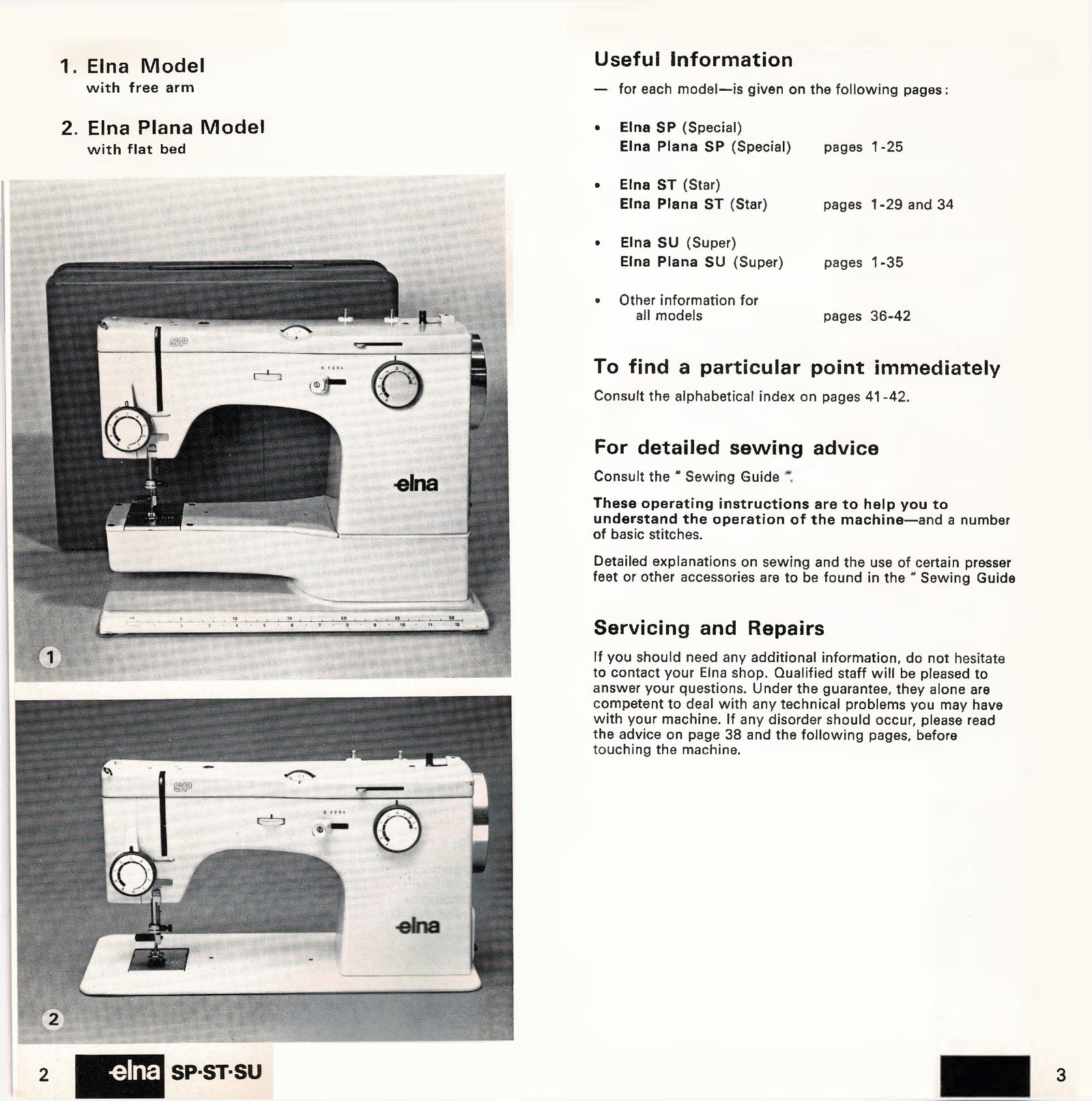 Elna 31/41/62/33/43/64 Instruction Manual Book 1