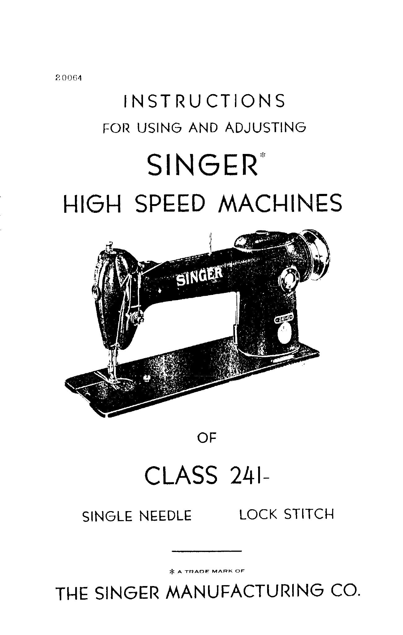 Singer 241 Instruction Manual