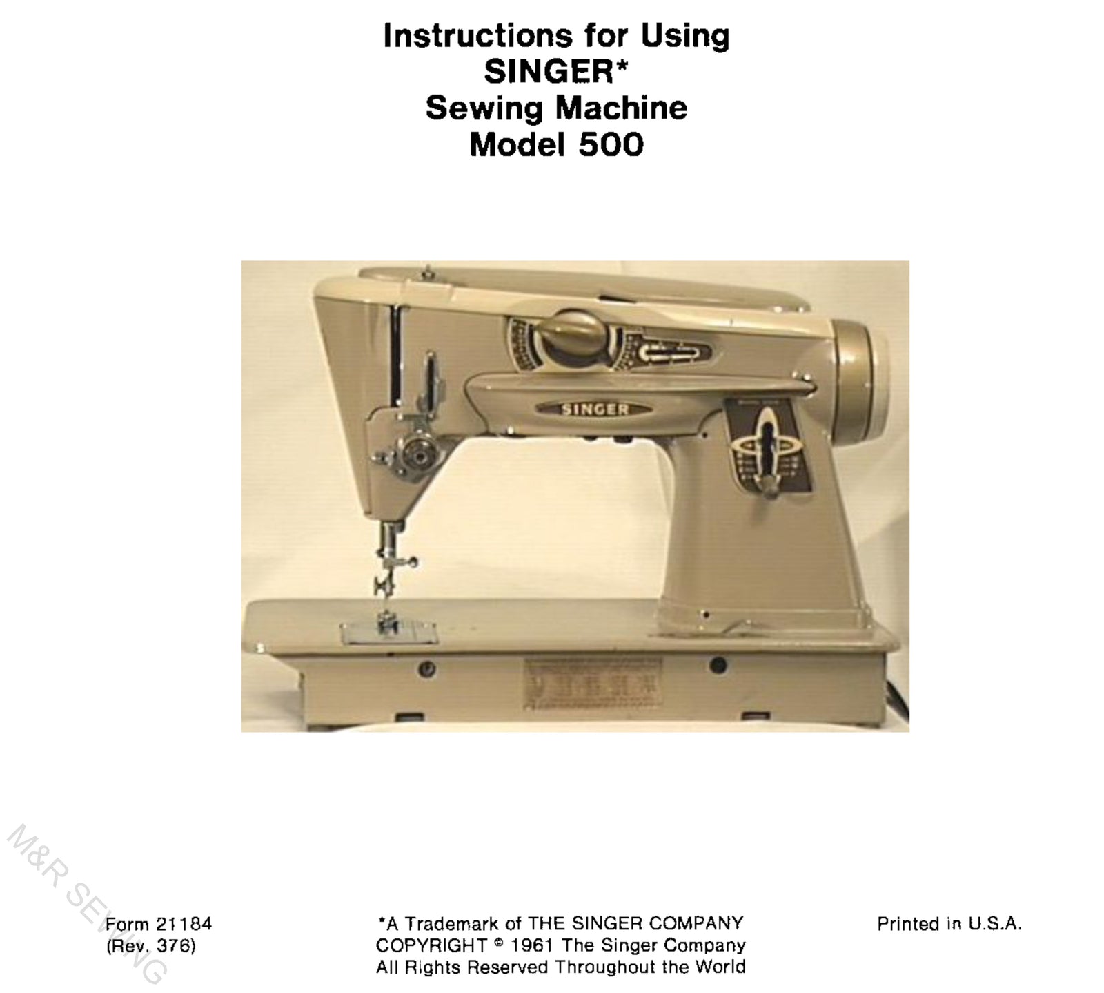 Singer Model 500 Instruction Manual