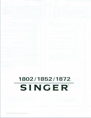 Instruction Manual, Singer 1852