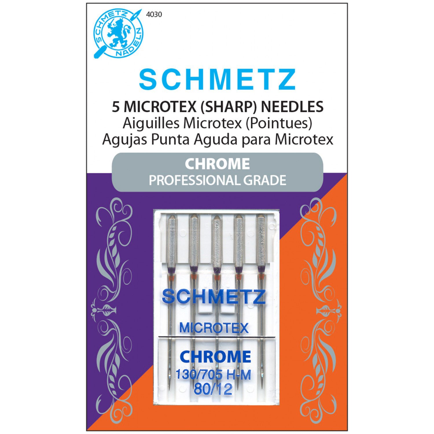 Schmetz Chrome Microtex Needles - 80/12