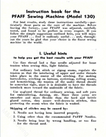 Pfaff 130-6 Instruction Manual