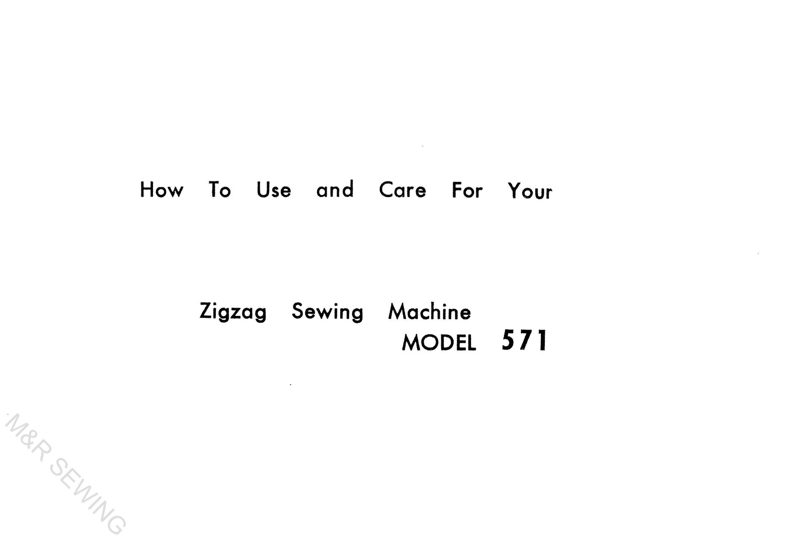 White Model 571 Instruction Manual