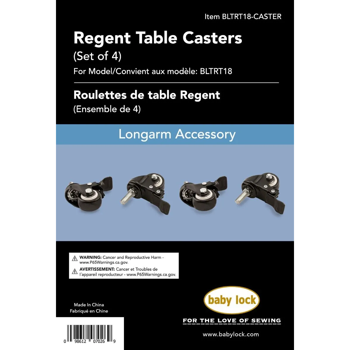 Baby Lock Caster Wheels Set - 4/pk