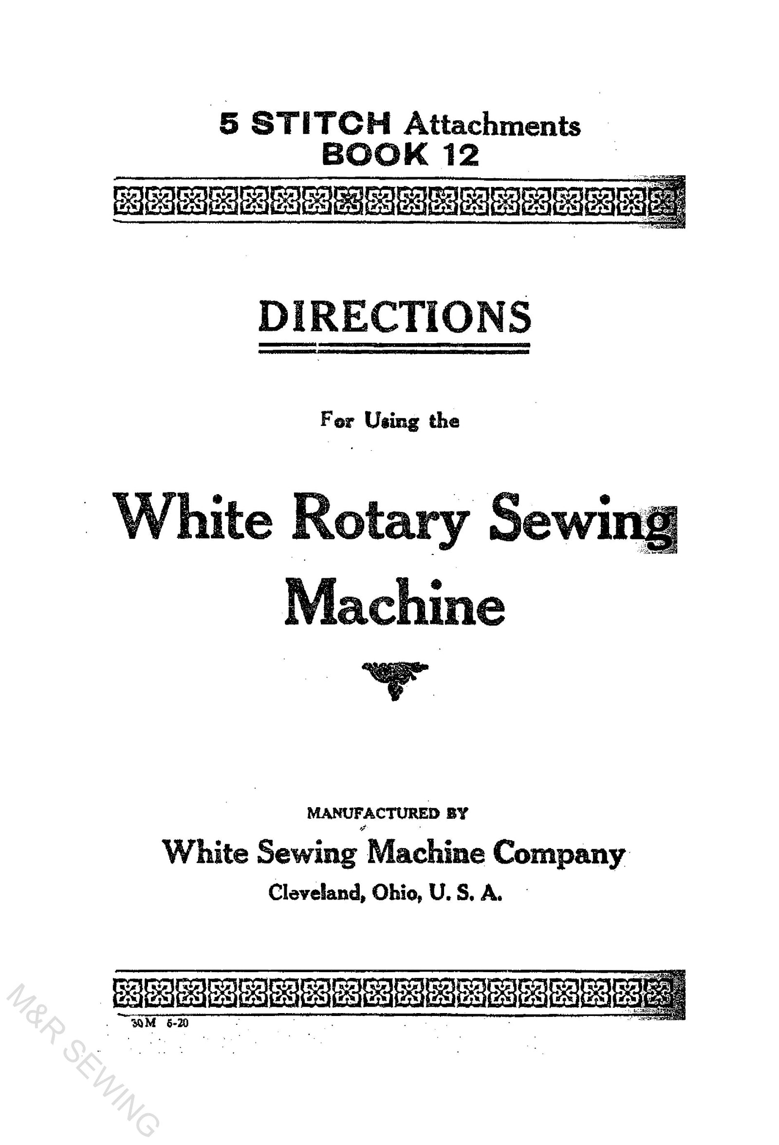 White Rotary Book 12 Instruction Manual