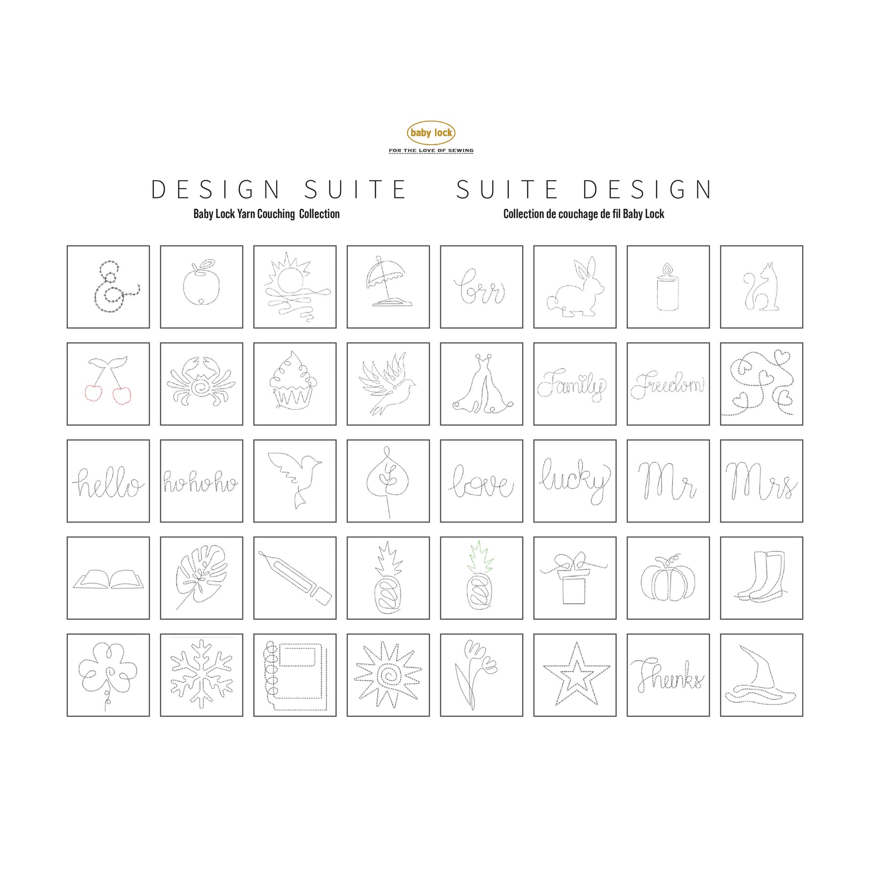 Baby Lock Yarn Couching Embroidery Design Suite Collection