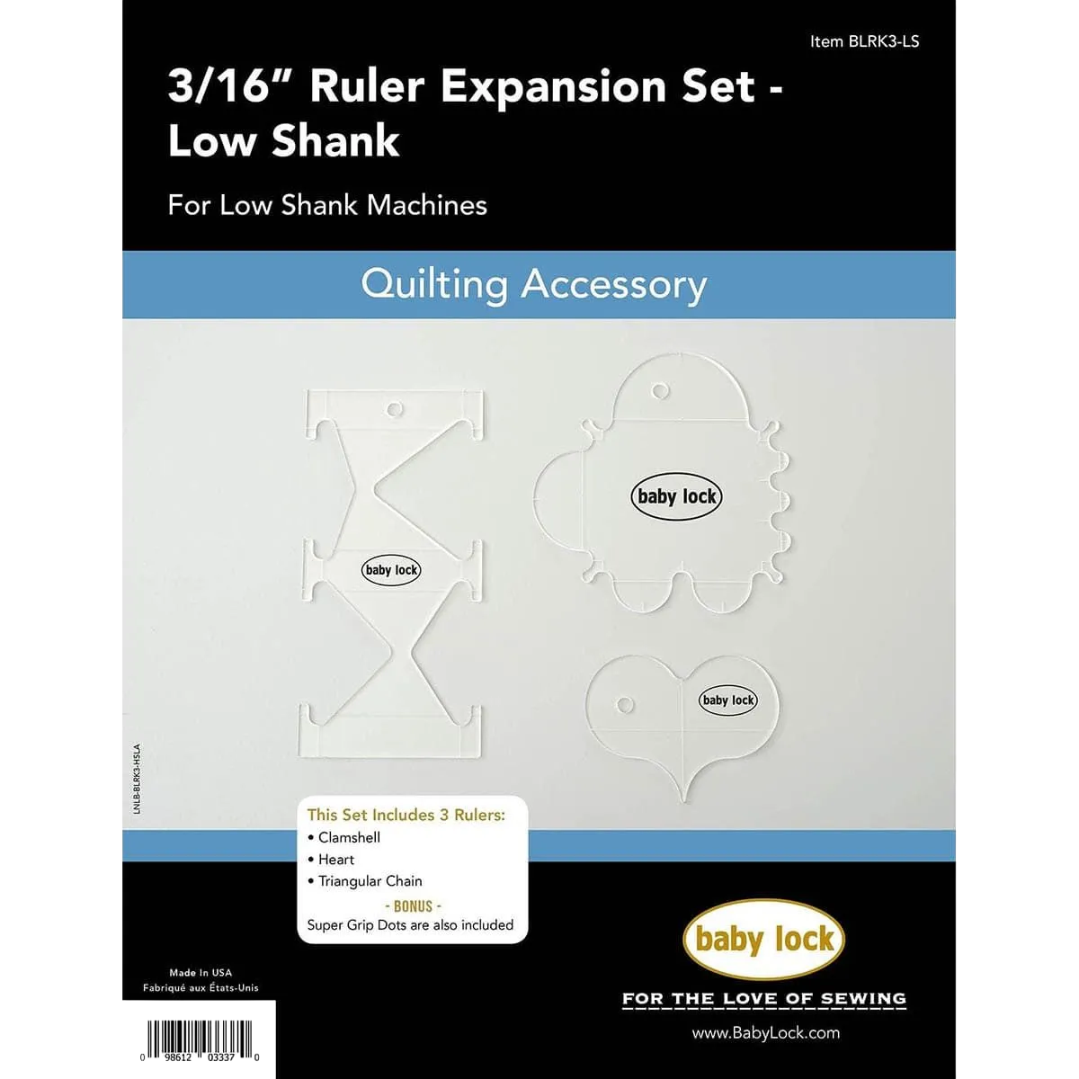Baby Lock 3/16in Ruler Expansion Set - Low Shank, BLRK3-LS