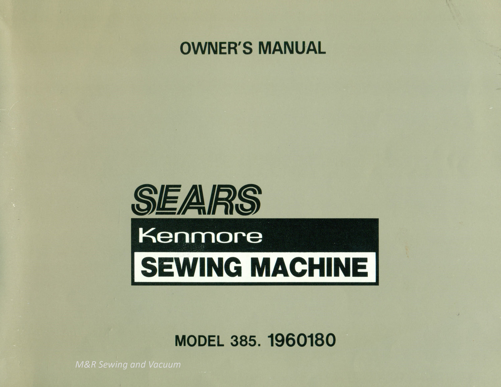 Kenmore 385.60180 Instruction Manual