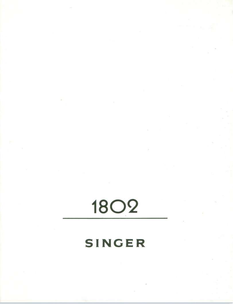 Singer 1802 Instruction Manual