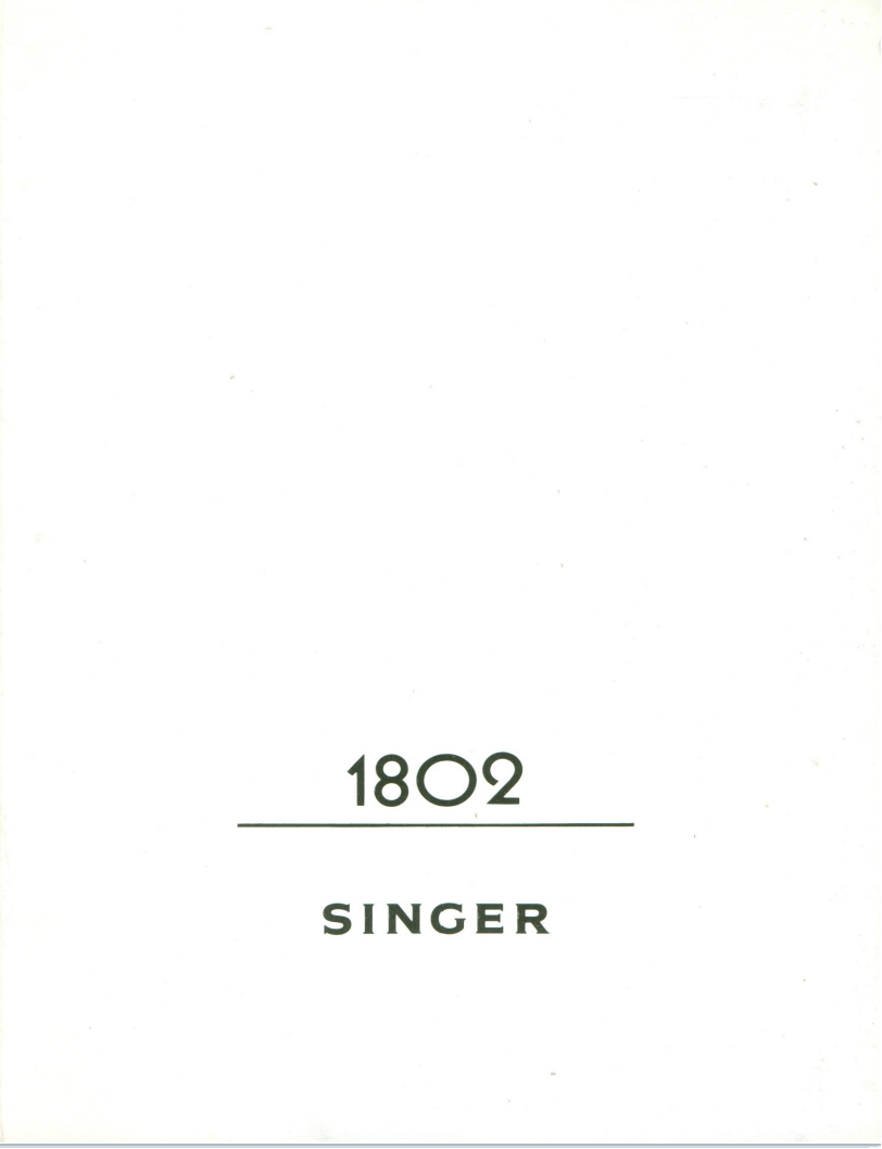 Instruction Manual, Singer 1802