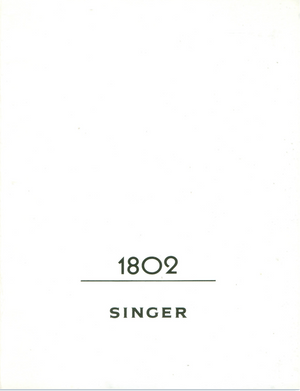 Instruction Manual, Singer 1802