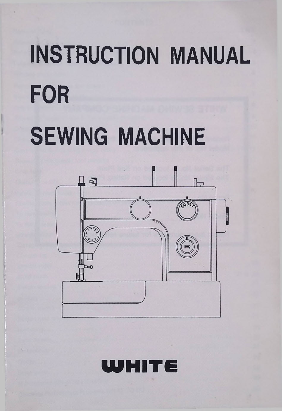 White 1750 Jeans Machine Instruction Manual