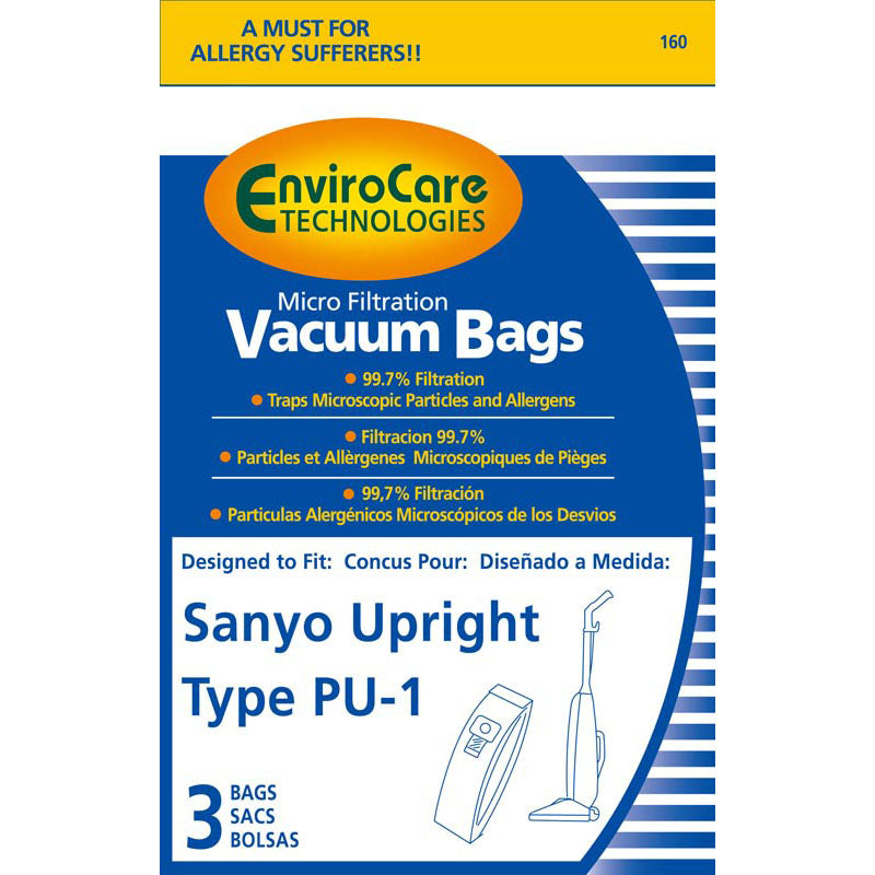 Type PU1 Sanyo Replacement Bags - 3/pk