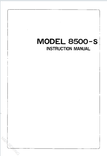 Instruction Manual, Riccar 8500S