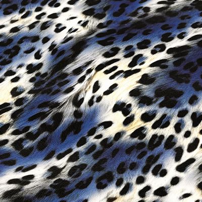 Faux Wavy Leopard-Black/White/Blue - 18in x 54in