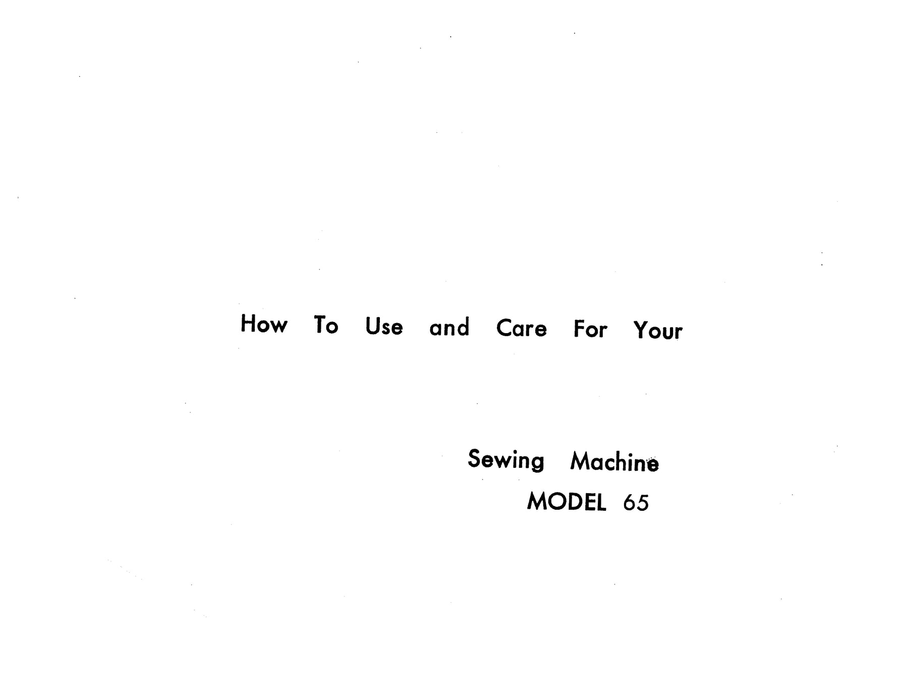 White Model 65 Instruction Manual