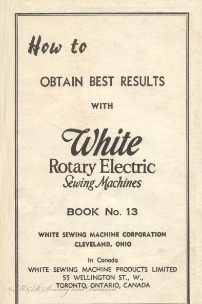 White Rotary Book No. 13 Instruction Manual