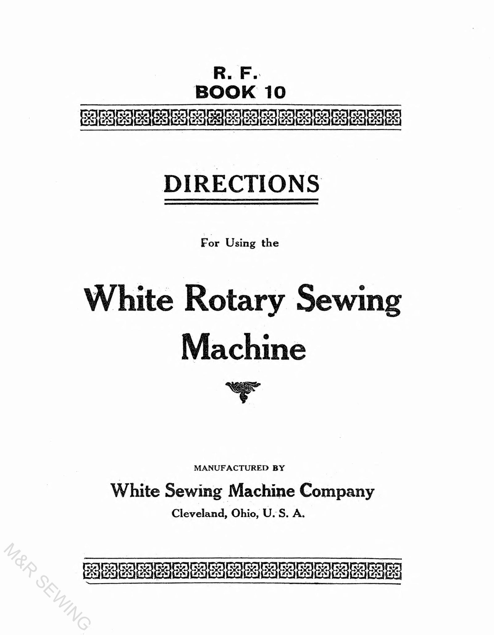 White Rotary Sewing Machine Book 10 Instruction Manual