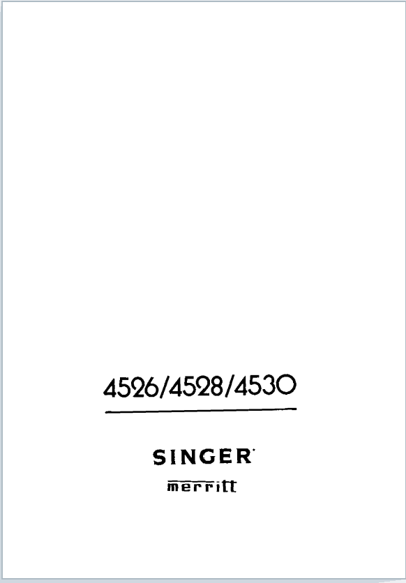 Instruction Manual, Singer 4526