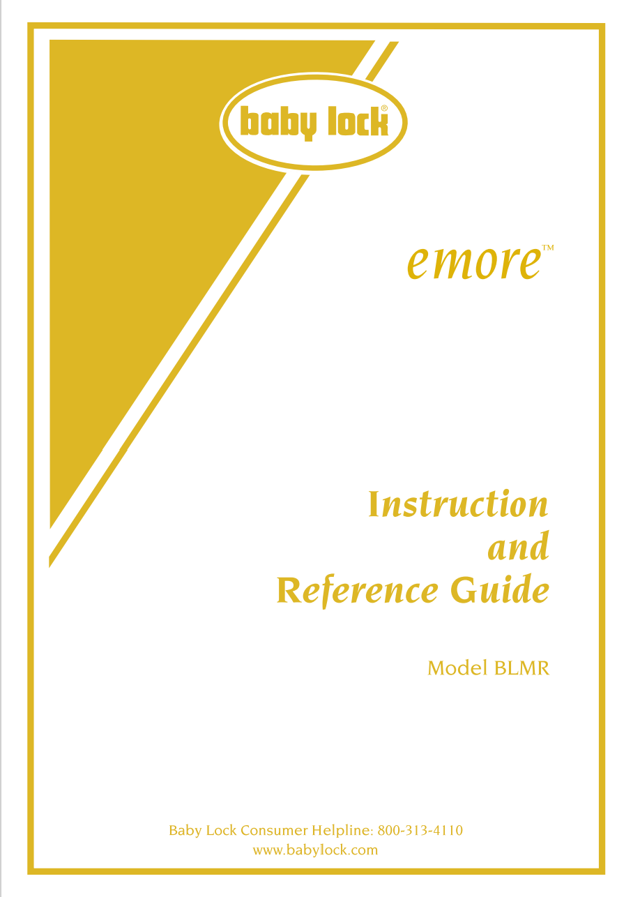 Instruction Manual, Baby Lock Emore