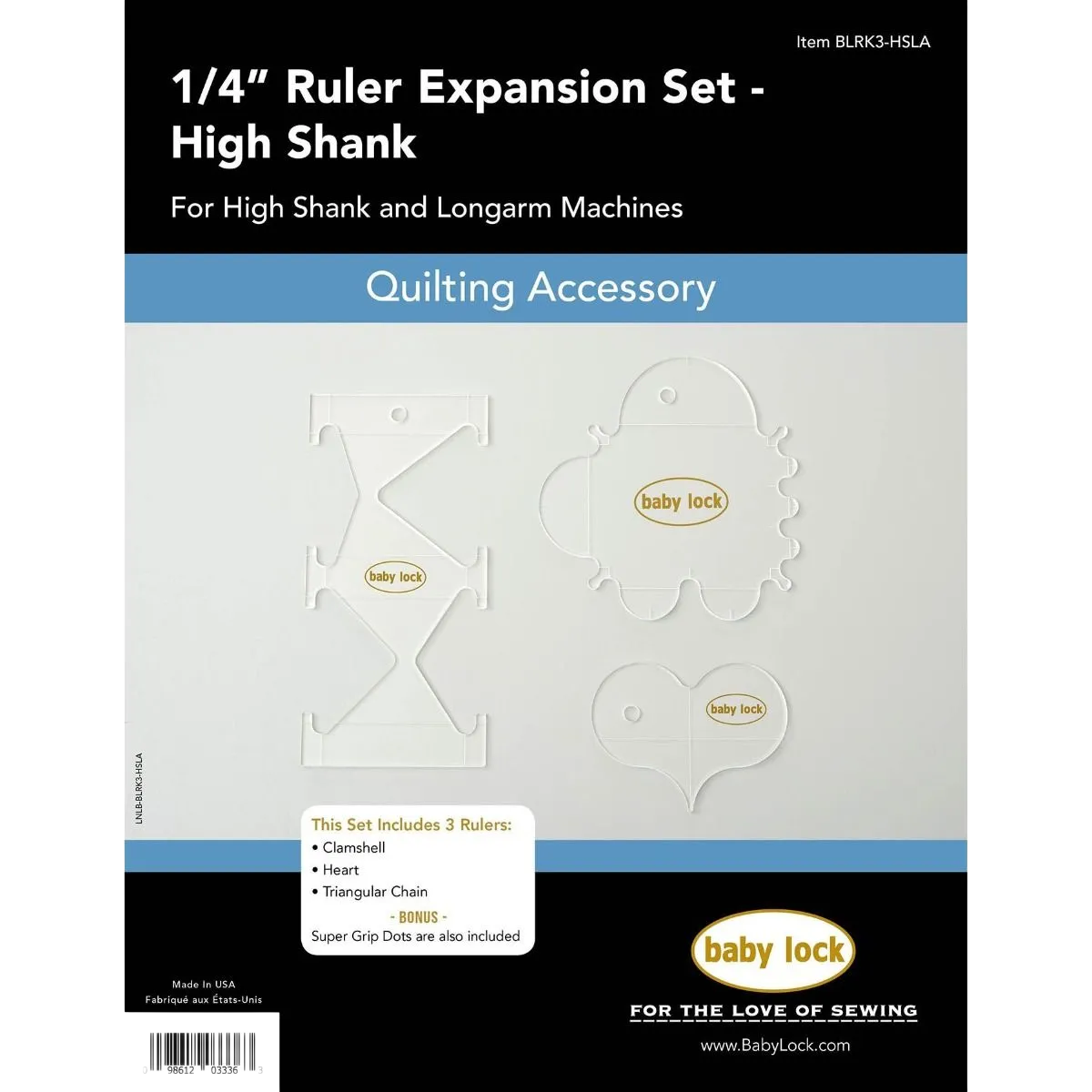 Baby Lock 1/4in Ruler Expansion Set - High Shank, BLRK3-HSLA