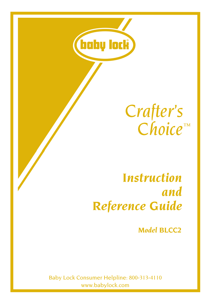 Instruction Manual, Baby Lock BLCC, BLCC2