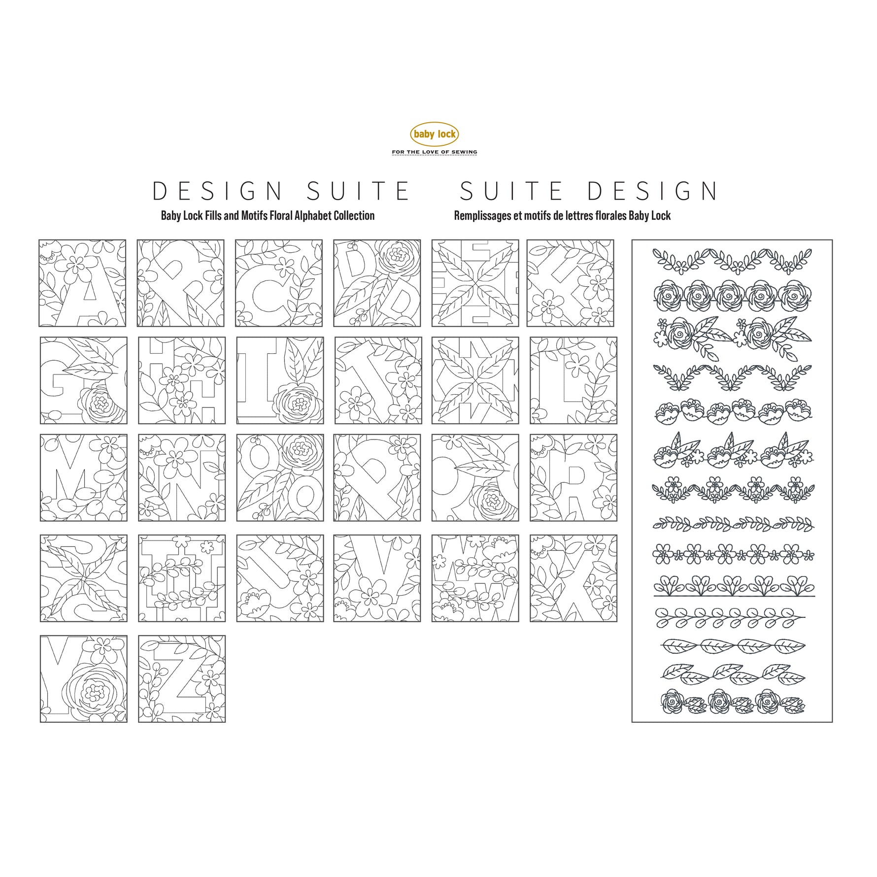 Baby Lock Fills & Motifs Floral Alphabet Collection