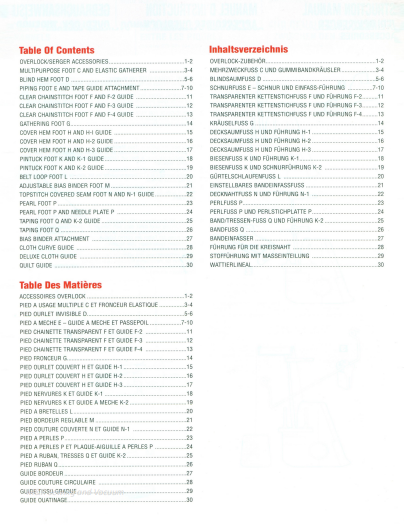 Elna Serger Accessories Instruction Book