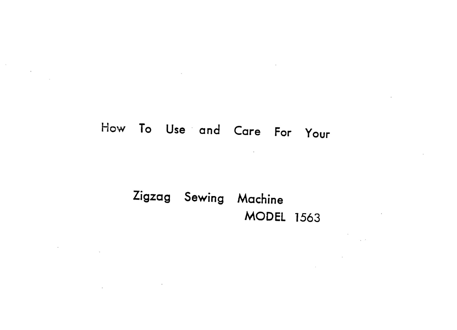 White 1563 Instruction Manual