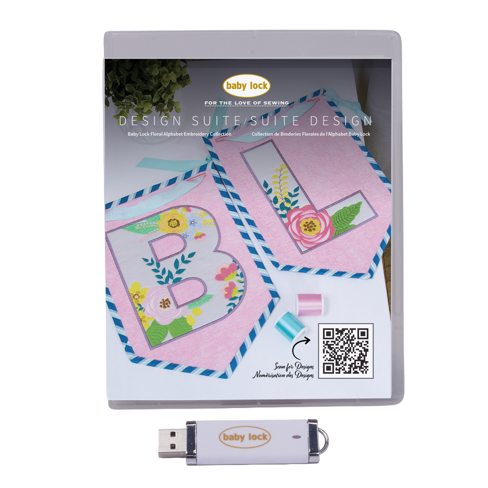 Baby Lock Floral Alphabet Embroidery Design Suite Collection