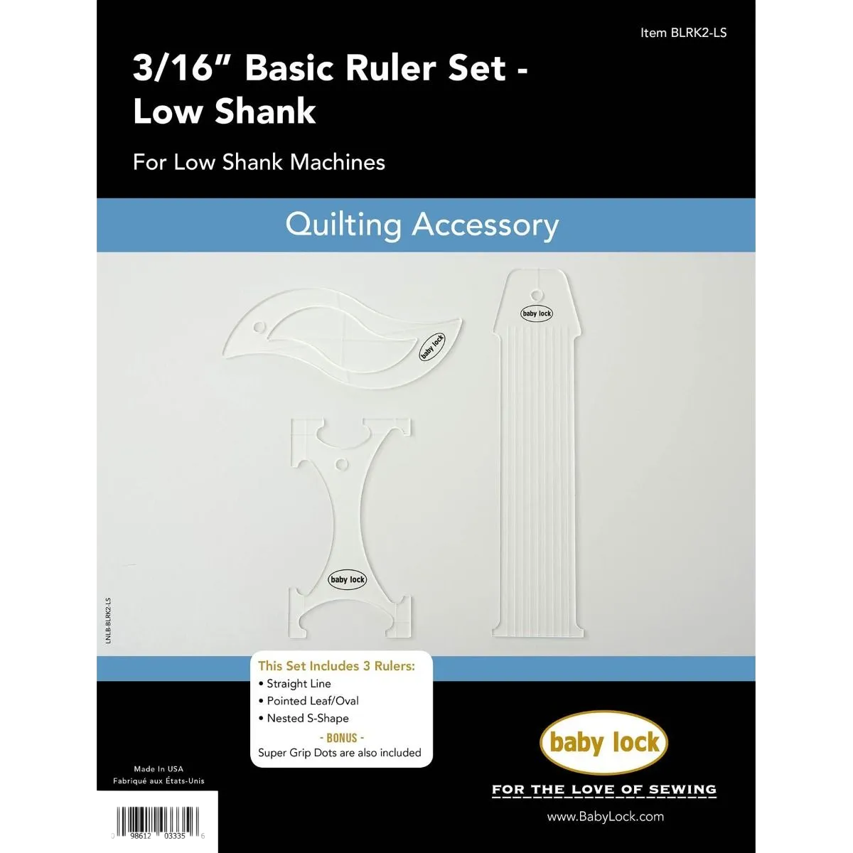 Baby Lock 3/16in Basic Ruler Set - Low Shank, BLRK2-LS