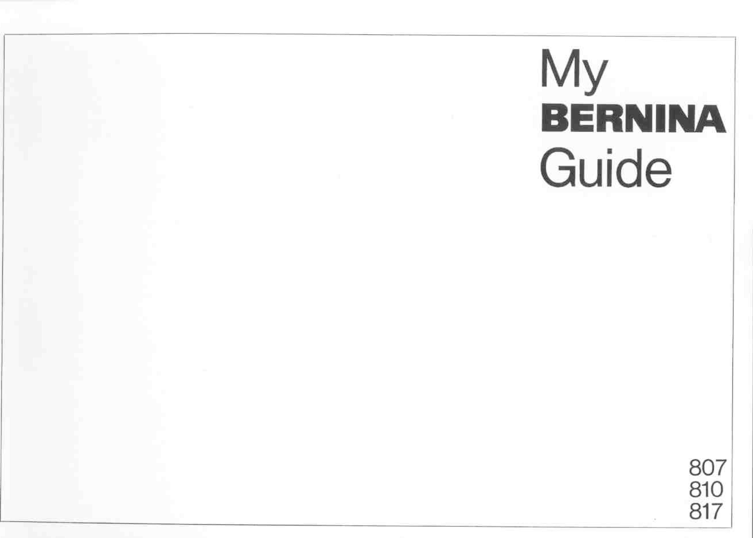 Bernina 807/810/817 Instruction Manual