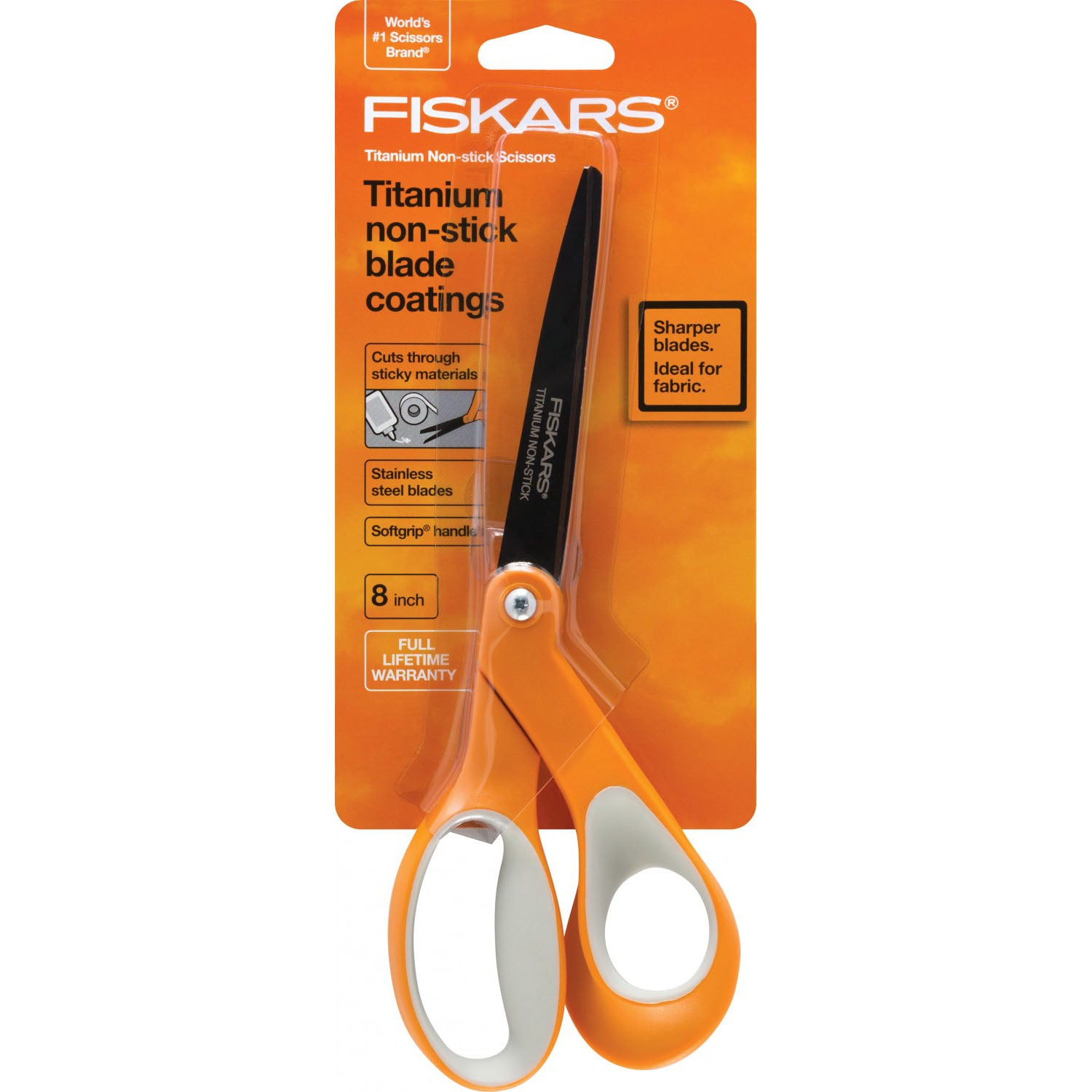 Fiskars 8" Bent Softgrip Nonstick Titanium Scissors
