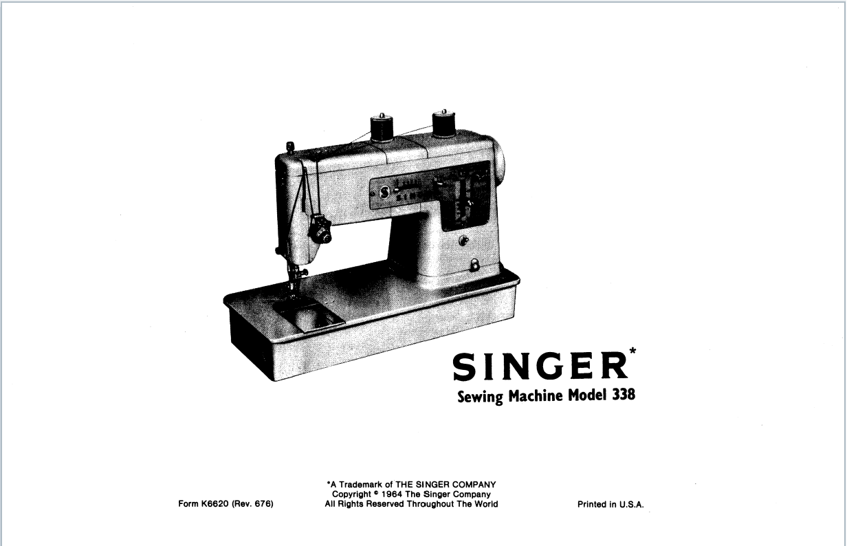 Instruction Manual, Singer 338