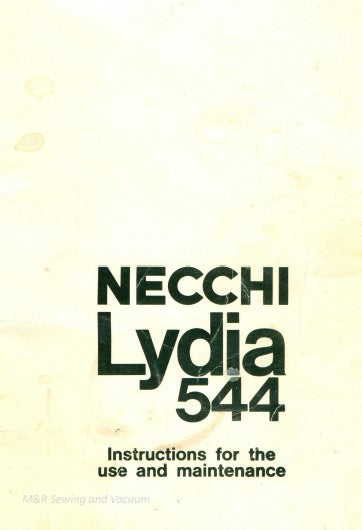 Instruction Manual, Necchi Lydia 544