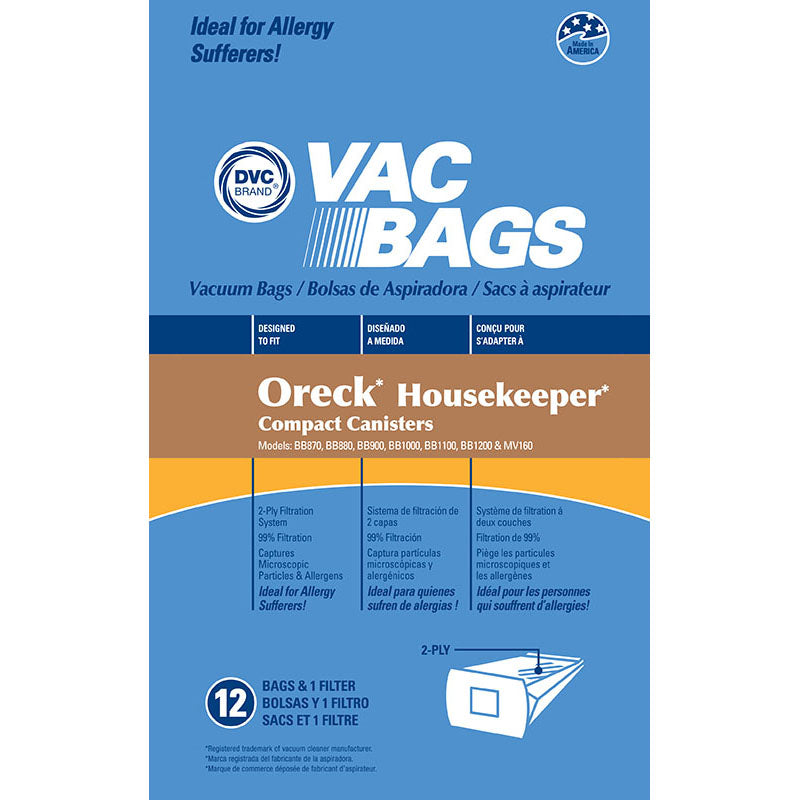 Oreck Type BB Bags, 12/pk