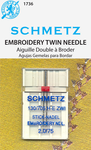 Schmetz Twin Embroidery Needle - 2.0/75