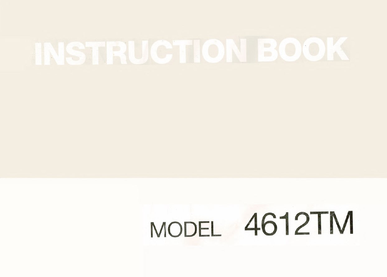 Janome 4612TM Instruction Manual