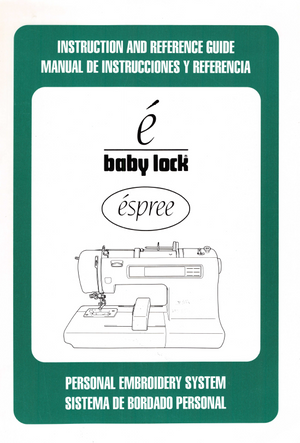 Instruction Manual, Baby Lock, Espree